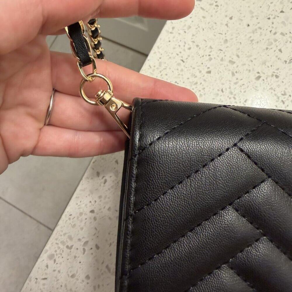 Small Black Quilted Crossbody Bag for Women – Vegan Leather Phone Wallet Purse - Picture 11 of 16